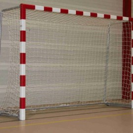 Handbaldoel insteek vaste netbeugels 100cm diep, rood/wit ongemonteerd